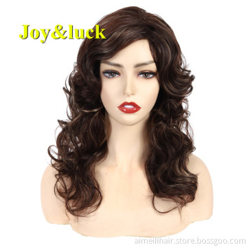 Wavy Hair Wholesale Wigs African Wigs for Black Women Cosplay Party Brown Ombre Blonde Long Curly Natural Synthetic Hair Wigs